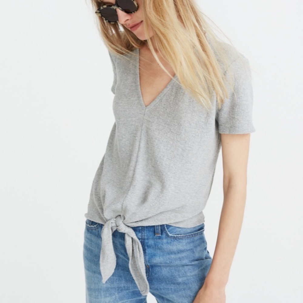 Madewell Texture & Thread V-Neck Tie-Front Top